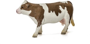 Figurina Ferma - Schleich Fleckvieh-Kuh 13801, 13 x 4 x 8 cm, pentru copii de la 3 ani - Img 8
