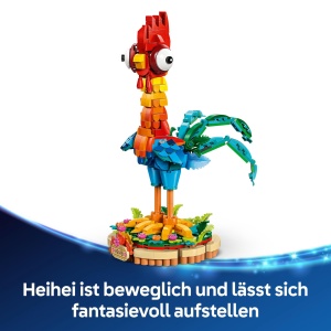 Figurina LEGO Disney Vaiana 2 Heihei - 566 piese, cu cap rotativ, aripi si stand - Img 5