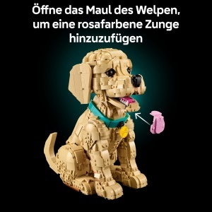 Figurina LEGO Golden Retriever - 3D, cu Halsband si Medaillon, pentru Adulti - Img 6