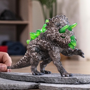 Figurina schleich ELDRADOR Steintriceratops, 7 x 17 x 10 cm, 3 hornuri cristal - Img 2