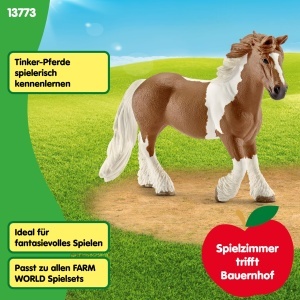 Figurina Tinker Stute Schleich 13773, 14 x 5 x 11 cm, Culoare Brown-White - Img 4