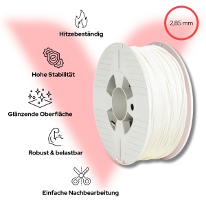 Filament ABS Verbatim 1 kg, 2.85 mm, Alb - Img 2