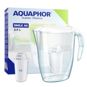 Filtru de apa Aquaphor Smile, 2.9L, compact, alb, cu cartus A5