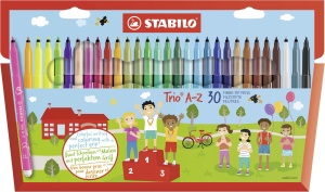 Filzstift STABILO Trio A-Z cu varf fin, 30 culori, ergonomie dreikant