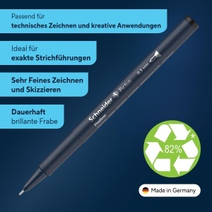 Fineliner Schneider Pictus 6er Set, 0,3 mm, negru, din plastic reciclat - Img 2