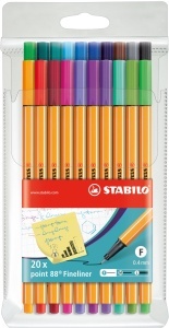 Fineliner Stabilo Point 88, 0.4 mm, culoare portocalie, rezistent la uscati