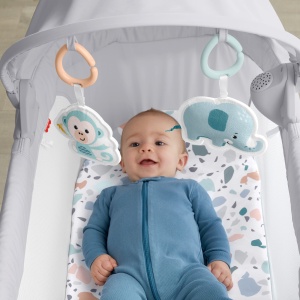 Fisher-Price GWD36 - Co-Sleeper pliabil - Patut portabil pentru bebelusi cu lumina pentru nou-nascuti si sugari - Img 3