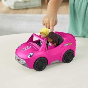 Fisher-Price HJN53 - Set de joaca decapotabil Little People Barbie, masina de jucarie pentru a impinge cu sunete si muzica, include 2 figurine de jucarie, jucarii pentru copii de la 18 luni - Img 3