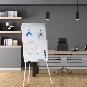 Flipchart cu tablou magnetic Relaxdays, inaltime ajustabila, 90 x 60 cm, alb - Img 2