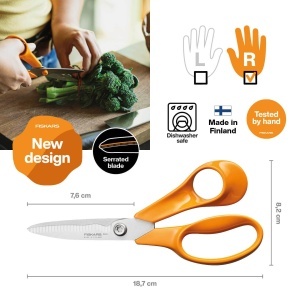 Foarfeca de bucatarie Fiskars Classic 1075051 Portocalie 187 cm lame zimtate - Img 2