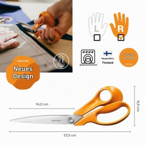 Foarfeca de taiat Fiskars Classic, 27,5 cm, maner ergonomic, otel inoxidabil, portocalie - Img 2