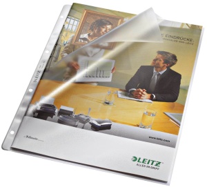 Folie transparenta Leitz, A4, 0.09 mm, reciclabila, deschidere sus
