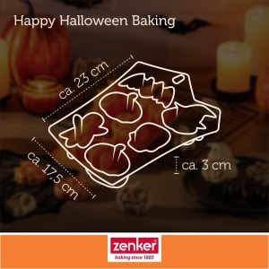 Forma de copt Halloween Zenker Mini-Dovleac, 6 forme, silicon, portocalie - Img 5