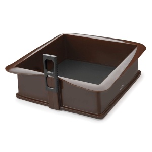 Forma de copt Lacor 66777, silicon antiaderent, baza din sticla, 25x25cm, maro