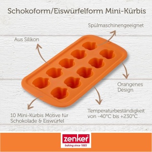 Forma de copt mini dovleac Zenker, silicon, 10 forme, portocalie - Img 4