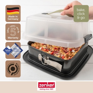 Forma de copt Zenker Bake Go 24x24 cm cu capac transportabil si strat antiaderent - Img 3