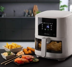 Friteuza cu aer Ariete 4630 9 l, 1500 W, capacitate 9 l, 8 programe, functie grill, pana la 3,5 kg prajituri, temperatura pana la 200 degC, cos transparent, negru - Img 5
