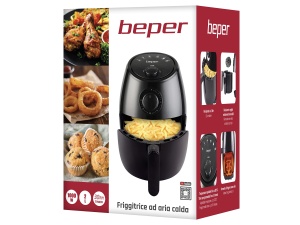Friteuza cu aer BEPER P101FRI001, fara ulei, temporizator si temperatura reglabile, tava si grata detasabile, capacitate de 2 litri, 1000 wati, negru - Img 8