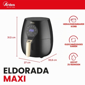 Friteuza cu aer cald ARDES Eldorada Maxi AR1K33, 5L, 1450W, Negru - Img 3