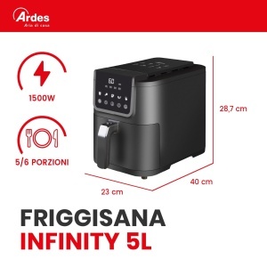 Friteuza cu aer cald Ardes FRIGGISANA INFINITY 5L, digitala, 5 programe, design compact - Img 2