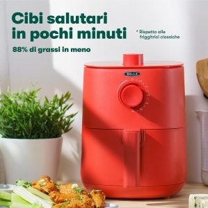 Friteuza cu aer cald BELLA 3L fara ulei curatare usoara culoare rosu mat - Img 5