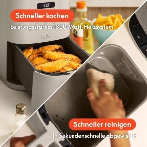 Friteuza cu aer cald Bella Slim 4.0 Qt, capacitate XL, 1300W, Oatmilk - Img 5