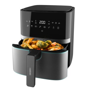 Friteuza cu aer cald Cecotec Cecofry Full InoxBlack Pro 5500, 5.5 L, 1700 W, finisaj inox