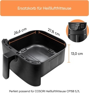 Friteuza cu aer cald COSORI CP158, 5.7 L, antiaderenta, gri - Img 3