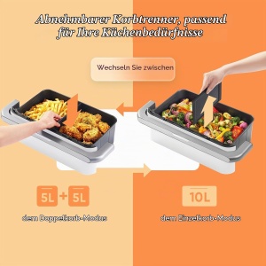 Friteuza cu aer cald COSORI TwinFry 10 l, 5 in 1, dual zone - Img 2