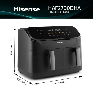 Friteuza cu aer cald Hisense 11L, 2700W, 2 zone, touchscreen - Img 2