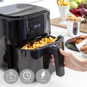 Friteuza cu aer cald InnovaGoods 5L, 1500W, neagra, cu 8 programe - Img 3