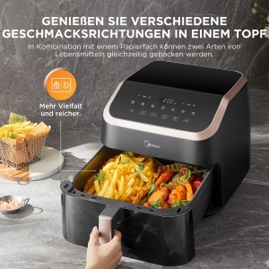 Friteuza cu aer cald Midea XXL AirFryer 85L NegruRose Gold Tehnologie HeatXpress - Img 3