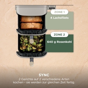 Friteuza cu aer cald Ninja Double Stack SL451EUSD, 9.5L, 6 functii, Steingold - Img 8