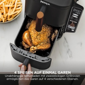 Friteuza cu aer cald Ninja Double Stack XL, 9,5 L, 6-in-1, NegruCupru - Img 4