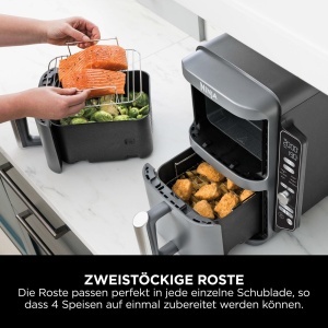 Friteuza cu aer cald Ninja Double Stack XL, 9.5L, 6 functii, gri - Img 6