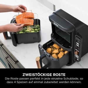 Friteuza cu aer cald Ninja Double Stack XL SL400EUCP 95L NegruCupru 6 functii 2 sertare - Img 7