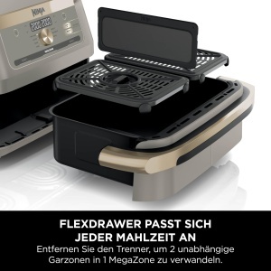 Friteuza cu aer cald Ninja Foodi FlexDrawer, 10,4 L, Dual Zone, Stone Gold - Img 3