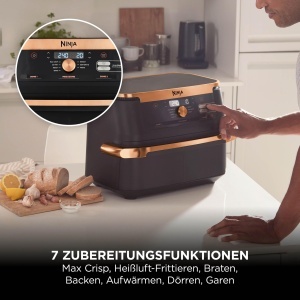 Friteuza cu aer cald Ninja Foodi FlexDrawer, 10.4L, Dual Zone, NegruCupru - Img 7