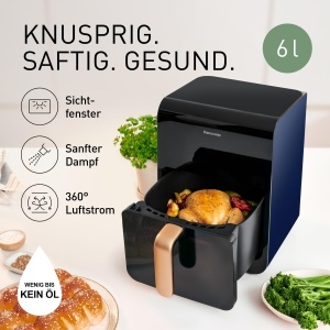 Friteuza cu aer cald Panasonic NF-CC600AXE, 6 l, 1450 W, negru cu detalii roz - Img 2