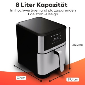 Friteuza cu aer cald ProfiCook PC-FR 1269 H, 8L, 1800W, inox - Img 7