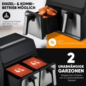 Friteuza cu aer cald ProfiCook PC-FR 1287 H, 8L, 2200W, cu 2 camere - Img 4