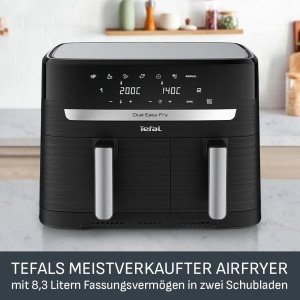 Friteuza cu aer cald Tefal Dual Easy Fry 8,3 L, 2 camere, energie eficienta - Img 2