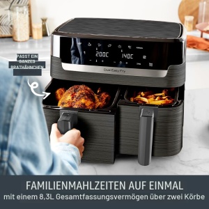 Friteuza cu aer cald Tefal Easy Fry, 8.3 l, 8-in-1, 2 compartimente - Img 3