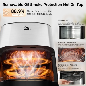 Friteuza cu aer cald Uten Dual Blaze 55L 14 programe fereastra transparenta - Img 7