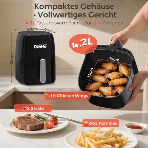 Friteuza cu aer cald YASHE 4.2L, 1500W, LED Touchscreen, 6 programe - Img 4