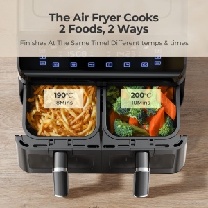 Friteuza cu aer de 1700 W, cos dublu de 8 litri, ecran tactil, tehnologie 360 deg, rapid si sanatos - Img 5