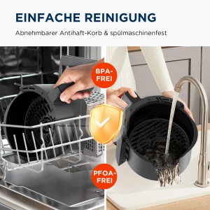 Friteuza cu aer Midea Air Fryer 4L XL cu ecran tactil LED, [35-200degC|8 functii de gatit|Sigur pentru masina de spalat vase|41 Retete]Coacere, gratar, dezghetare, agitare Alarma Tehnologia HeatXpress cu 90% mai putin ulei - Img 9