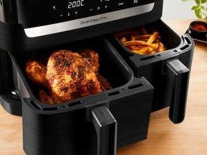 Friteuza cu aer Tefal Dual Easy Fry cu camera dubla, capacitate 5.2/3.1L, doua sertare independente, 7 programe automate, economisire energie, negru, EY9018 - Img 2