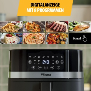 Friteuza digitala Tristar, capacitate 8L, 2000W, ecran tactil LED, 7 programe + manual, preincalzire, mentinere la cald, memento shaker, acoperire antiaderenta fara PFAS, FR-9418 - Img 3