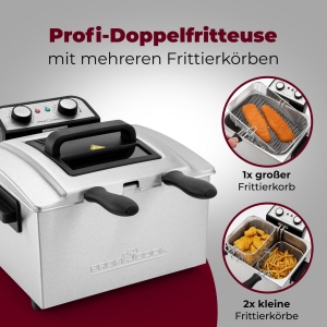 Friteuza dubla ProfiCookr Friteuza cu 2 cosuri mici si 1 mare Friteuza dubla cu tehnologie de zona rece Friteuza cu capacitate de 5L si recipient deta - Img 3